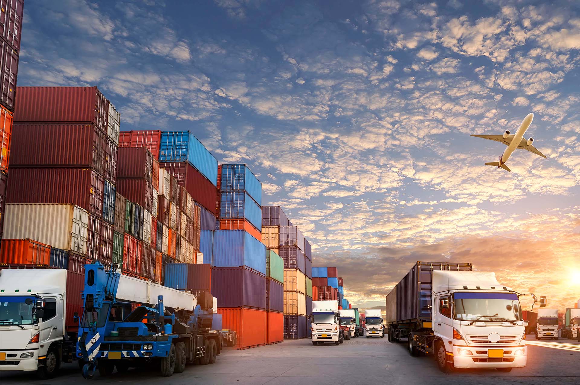 Global supply chain logistics and shipping containers for international export